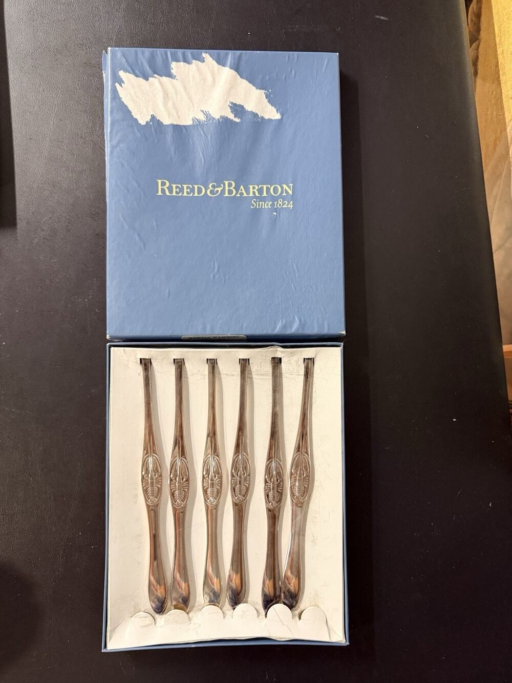 Reed & Barton Lobster Picks Set of 6 Seafood Shellfish Utensils w/ Original Box